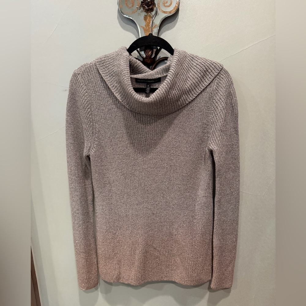 White House Black Market Grey Cowl Neck Sweater with copper color towards bottom